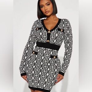 Almost Famous Monochrome Geometric Dress